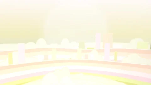 Cream peach puff floating sky city backdrop ambient motion background with sunse Stock Footage 339314986
