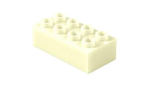 Cream Plastic Block Isolated on a White Background. Stock Illustration