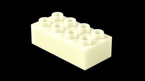 Cream Plastic Building Brick Isolated on a Black Background. Stock Illustration
