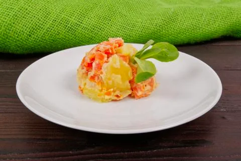 Cream potatoes with vegetables on a table Foto stock
