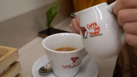 Cream Pour in Coffee Stock Footage 123491505