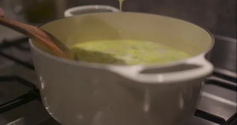 Cream Poured Into Soup Stock Footage 261901636