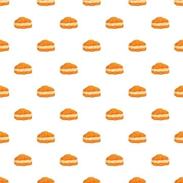 Cream puff pastries creating seamless confectionery pattern Stock Illustration