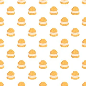 Cream puff pattern forming sweet dessert background Illustrazione stock