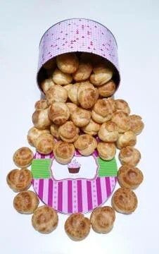 Cream puffs cascade Stock Photos