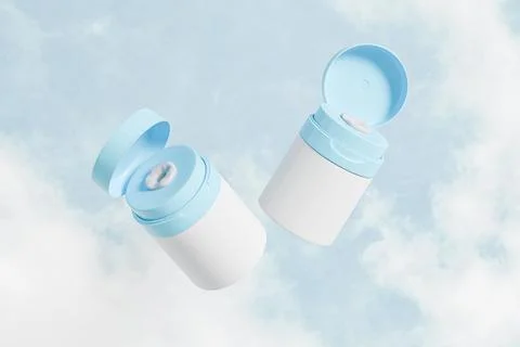 Cream pump bottle with flip cap mockup, cylindrical skincare packaging Stock-Illustration