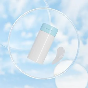 Cream pump bottle with flip cap mockup, cylindrical skincare packaging Illustrazione stock