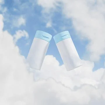 Cream pump bottle with flip cap mockup, cylindrical skincare packaging Stock Illustration