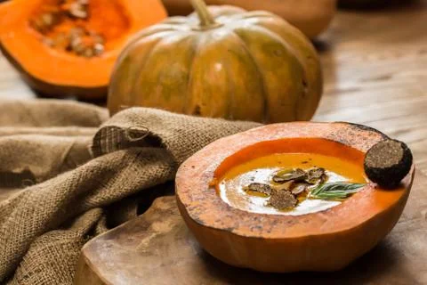 Cream of pumpkin soup 스톡 사진