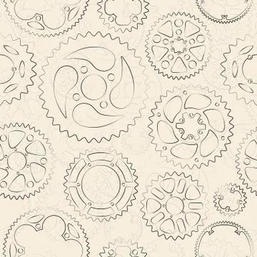 Cream seamless pattern with gears and cogs Stock Illustration