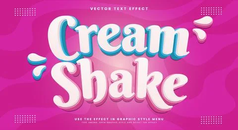 Cream Shake 3d editable text effect Template Stock Illustration