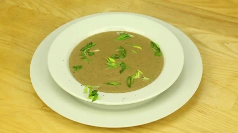 Cream soup with leeks Stock Footage 44697193