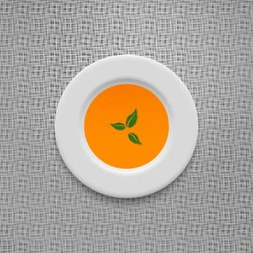Cream soup in pumpkin design vector background. Stock Illustration