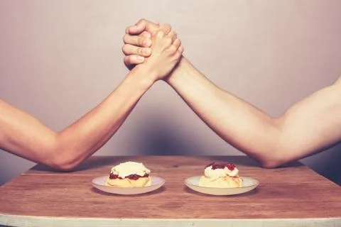 Cream tea rivalry Stock Photos