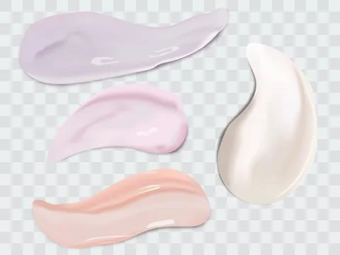 Cream texture stroke isolated on transparent background. Facial creme, foam,  Stock Illustration