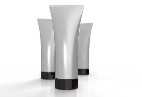 Cream tubes on white background. 3D rendering. Stock Illustration