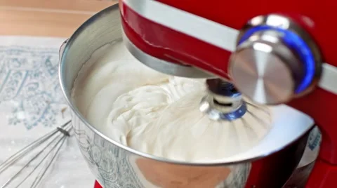 Cream whipping in mixer Stock Footage 68018964