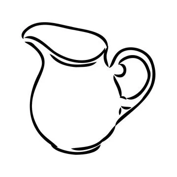 Creamer jug hand drawn vector illustration isolated on white background Illustrazione stock