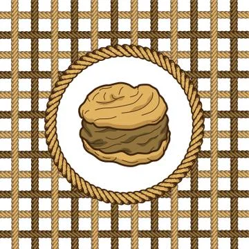Creampuff pastry lasso rope vector Illustrazione stock