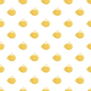 Creamy coffee cups seamless pattern on white background Stock Illustration