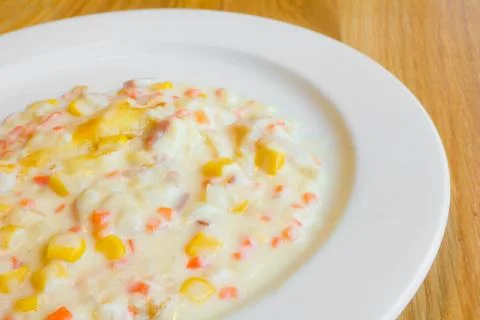 Creamy corn chowder with ham Foto stock