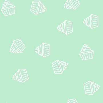 Creamy cupcake line vector seamless pattern イラスト素材