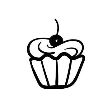 Creamy cupcake side view. Bite size dessert. Иллюстрация