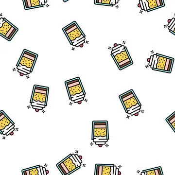 Creamy dessert cup vector seamless pattern 库存插图