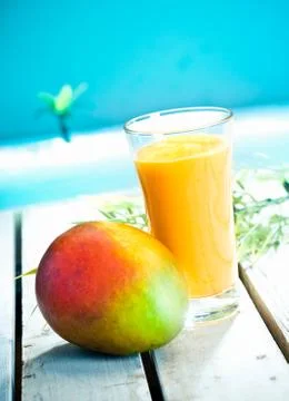 Creamy mango smoothie Stock Photos