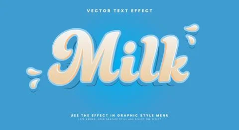 Creamy Milk 3d editable text effect Stock Illustration