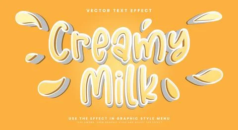 Creamy Milk 3d editable text effect Template Illustrazione stock