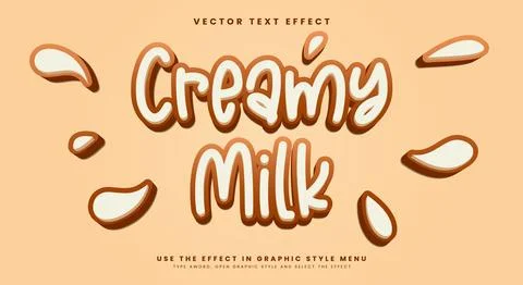 Creamy Milk 3d editable text effect Template Stock Illustration