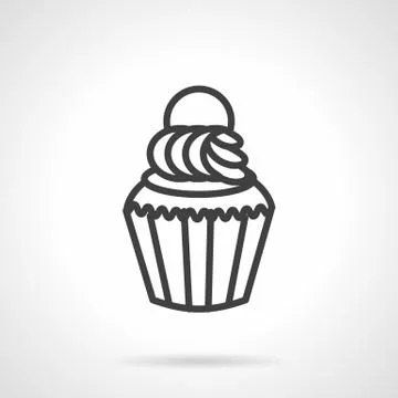 Creamy muffin simple line vector icon 스톡 일러스트