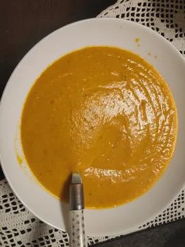 Creamy Soup Served on the Table 写真素材