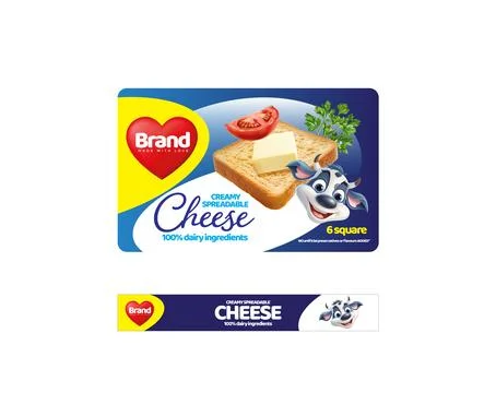 Creamy Spreadable Cheese Packaging with Cow Mascot Stock Illustration