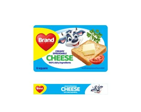 Creamy Spreadable Cheese Packaging Design with Cow Mascot Stock Illustration