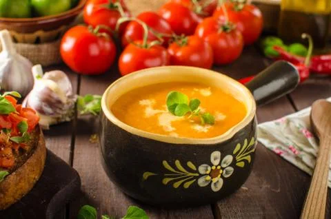 Creamy tomato soup Stock Photos
