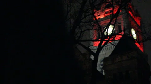 Creapy clock tower Video stock 34265110