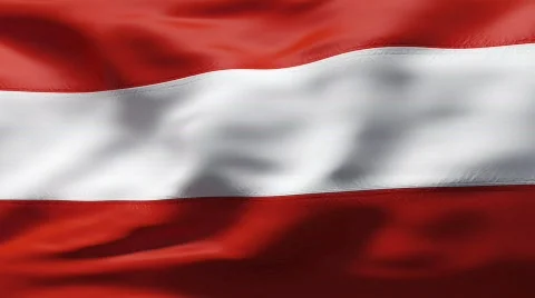 Creased satin AUSTRIAN flag in wind in slow motion Stock Footage