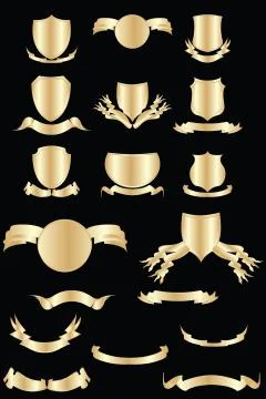 Creasts, shields and banners Illustrazione stock