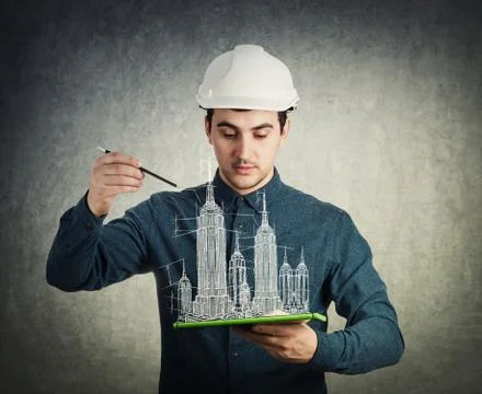 Create 3d buildings plan project Fotos de archivo