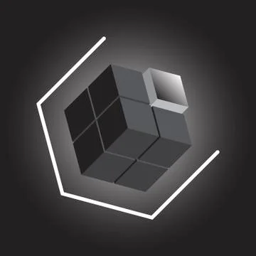 Create 3D cube design element on black background Stock Illustration
