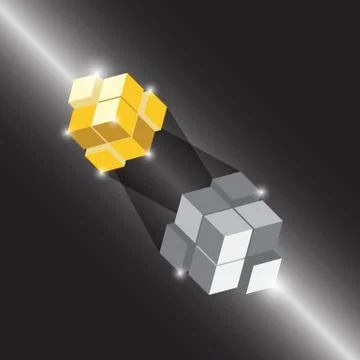 Create 3D cube design element with thunder light Stock Illustration