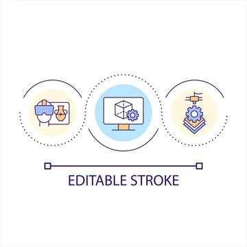 Create 3d models in metaverse loop concept icon Stock Illustration