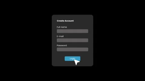 Create account and login user interface animation isolated on black background Stock Footage 333326799