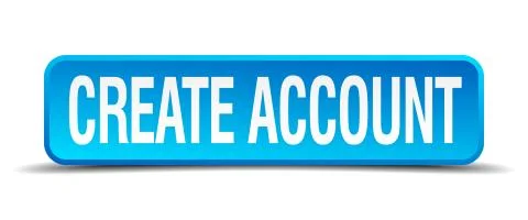 Create account blue 3d realistic square isolated button Stock Illustration