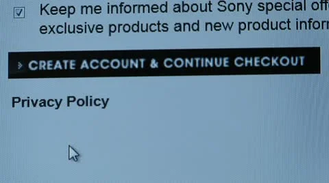 "create account &amp; continue checkout" button. Internet Shopping. Video stock 10757572