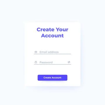 Create account form, ui design, vector interface 스톡 일러스트