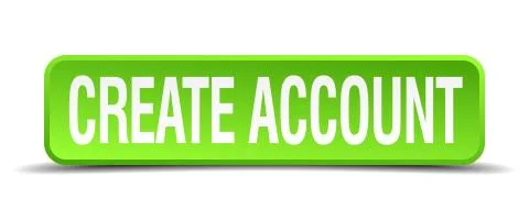 Create account green 3d realistic square isolated button Illustrazione stock