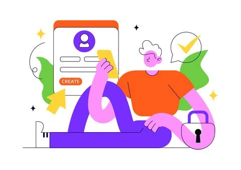 Create Account Vector Illustration Featuring User Registration, Online Sign.. Stock Illustration